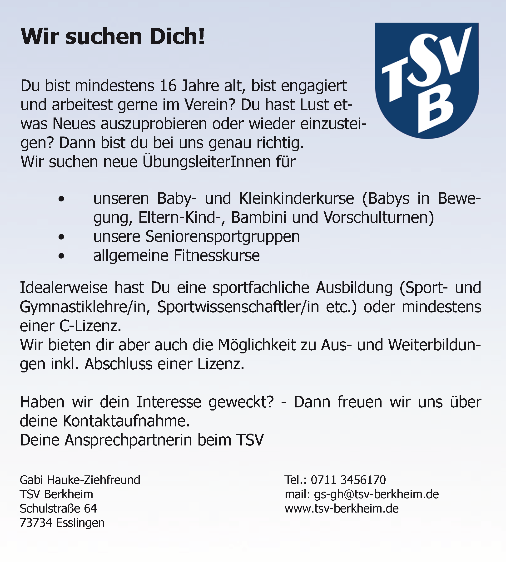 TSV Berkheim Stellenanzeige 2spaltig 07.2021